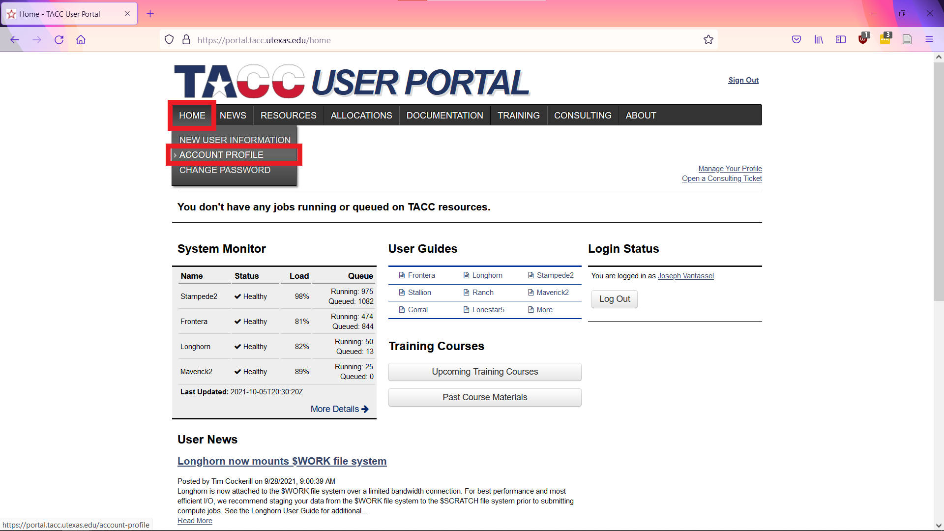 TACC User Portal
