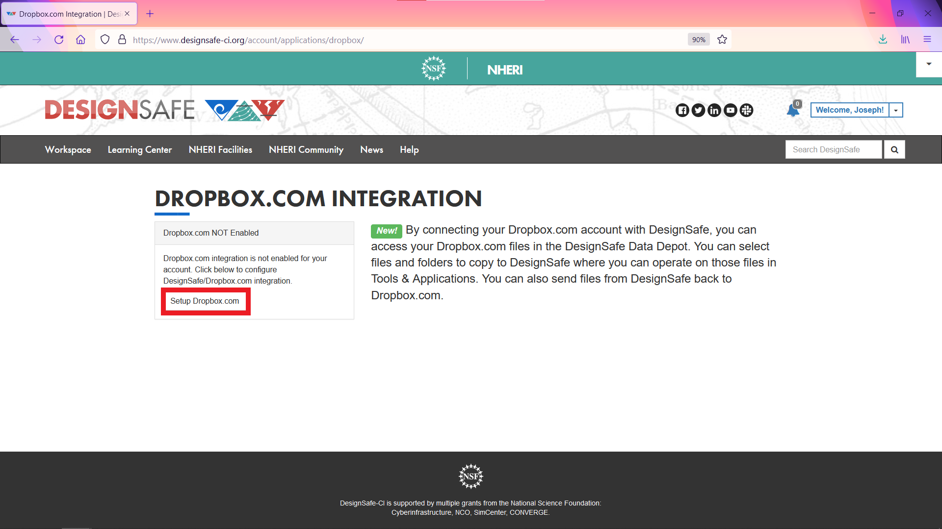 Enable Dropbox