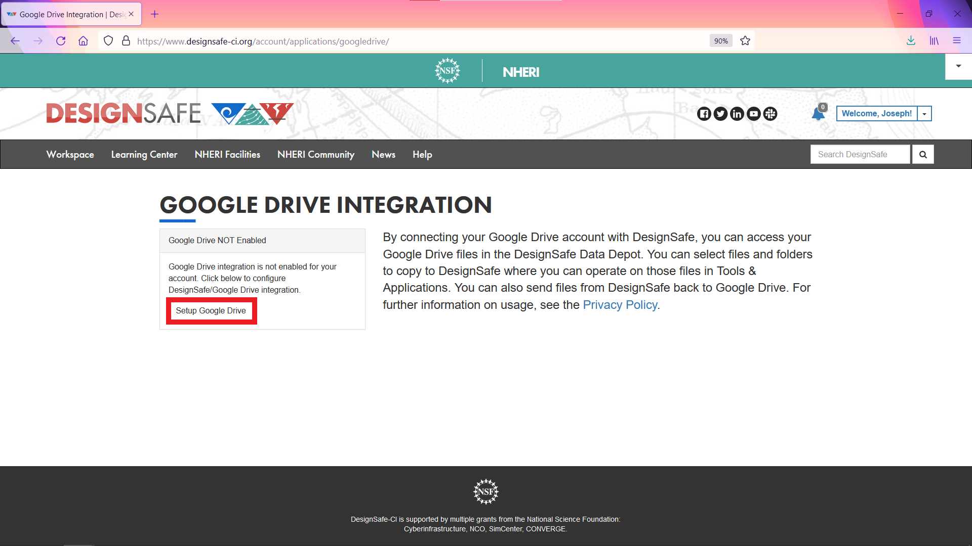 Enable Google Drive