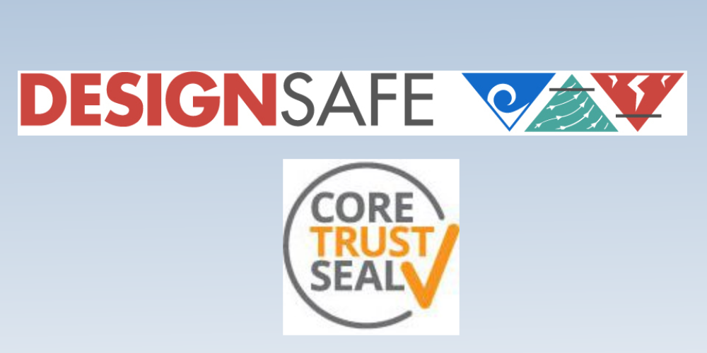 the designsafe and the core trust seal logos