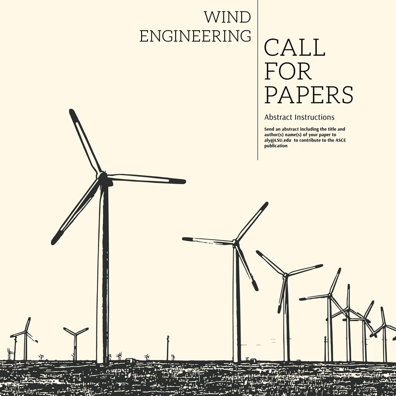 ASCE Call for Papers image with Wind Turbines